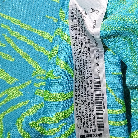 Nwot Zara Vibrant Blue and Green Patterned Strecthy Maxi Dress Womens Size Med - Picture 7 of 9